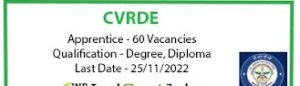 CVRDE Apprentice Recruitment 2022-23/60 Graduate, Technician Apprentice Vacancies